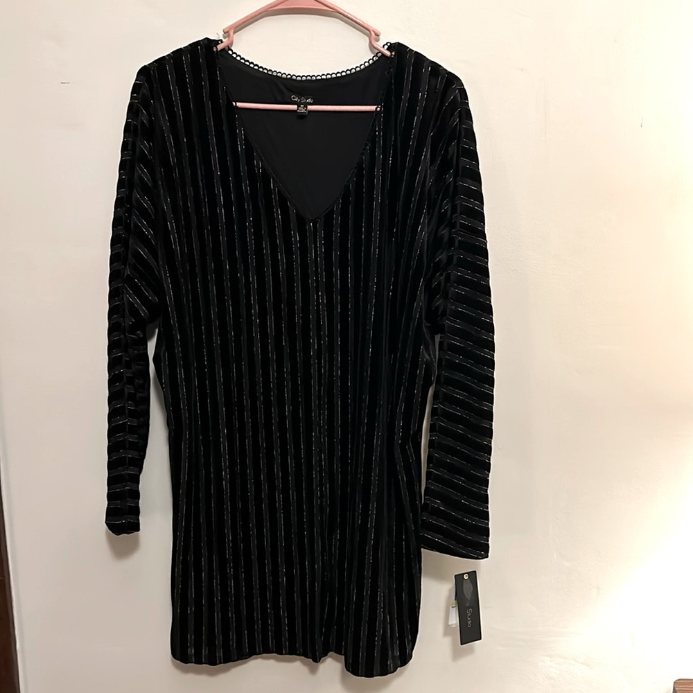 Striped short velvet dress